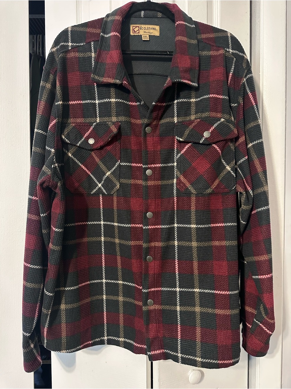 BC Clothing Men's Red & Black Plaid Button-Down Casual Shirt